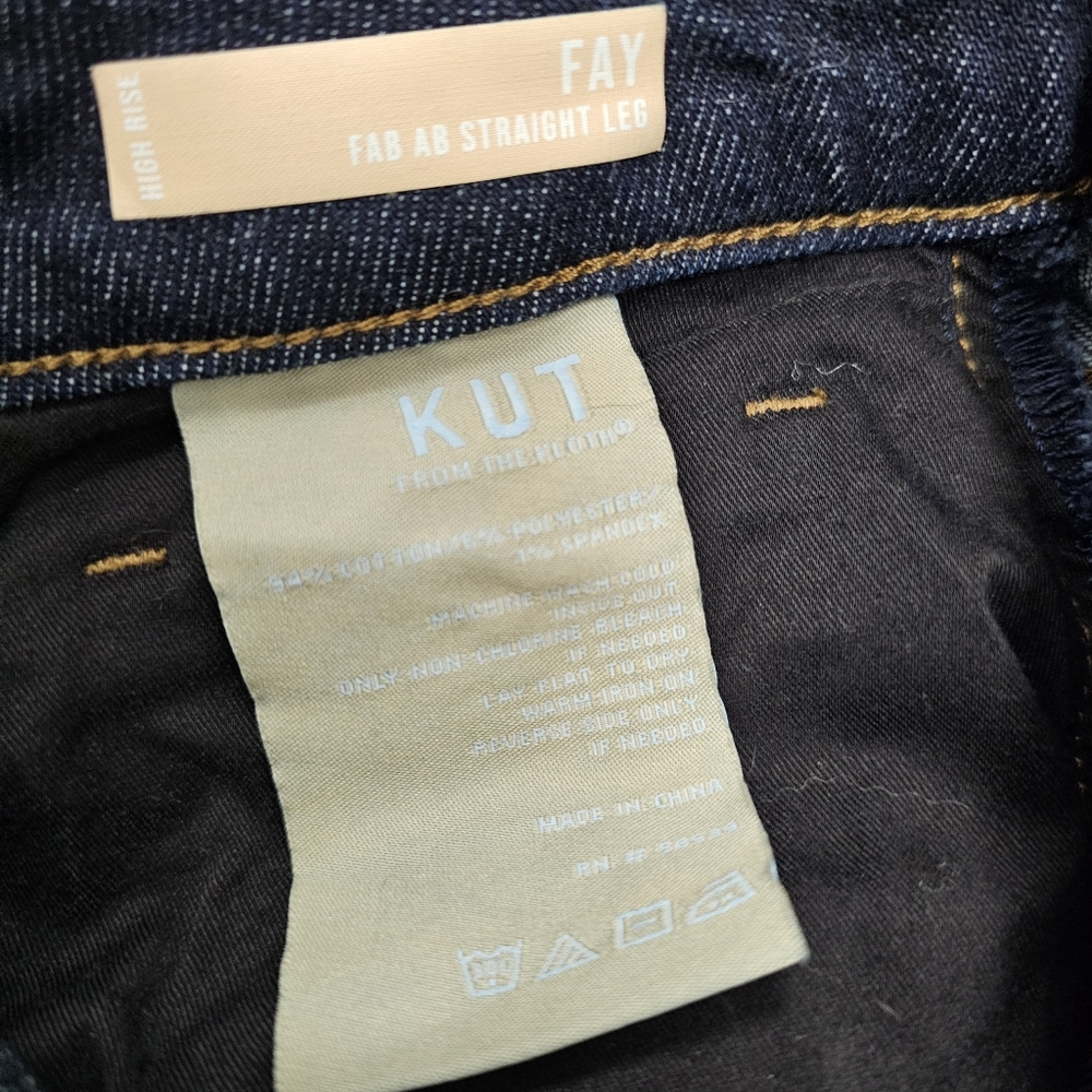 KUT FAY HIGH RISE FAB AB STRAIGHT LEG-ROLL UP RAW HEM - Picture 4 of 9